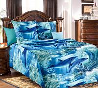 Купить Комплект постельного белья 1,5-спальный, бязь "Люкс" (Дельфинарий 3 D)