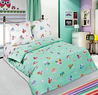 Купить Комплект постельного белья 1,5-спальный, поплин, детская расцветка (Бусинка, зеленый)