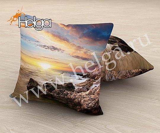Купить Море и скалы на закате арт.ТФП 2063 (45х45-1шт) фотоподушка (подушка Габардин ТФП)