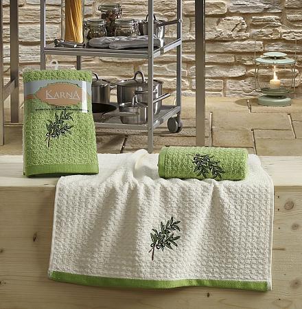 Купить Кухонные полотенца "KARNA" LEMON 45x65 1/2 Зеленый 100% хлопок