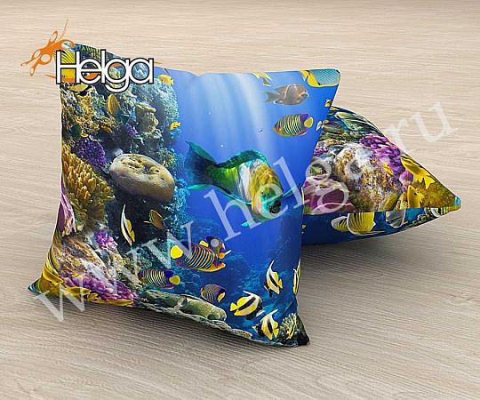 Купить Тропические рыбки арт.ТФП3414 v3 (45х45-1шт) фотоподушка (подушка Мокрый шелк ТФП)