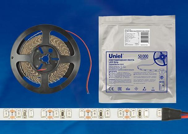 Купить Светодиодная влагозащищенная лента Uniel (UL-00000888) 9,6W/m 60LED/m 2835SMD белый 5M ULS-2835-60LED/m-8mm-IP65-DC12V-9,6W/m-5M-W