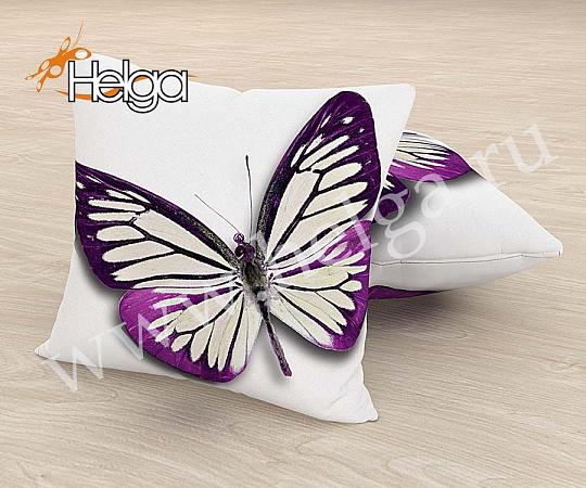 Купить Бабочка лилово-белая арт.ТФП4009 (45х45-1шт) фотоподушка (подушка Сатен ТФП)