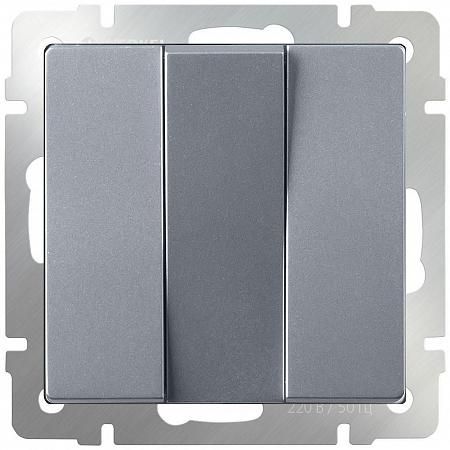 Купить Выключатель трехклавишный Werkel серебряный WL06-SW-3G 4690389111013