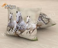 Купить Тройка белых лошадей арт.ТФП3442 (45х45-1шт) фотоподушка (подушка Ализе ТФП)
