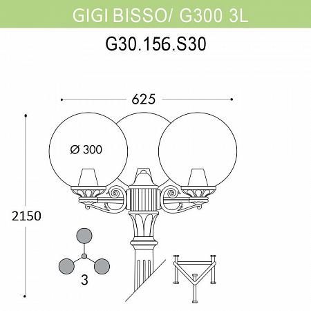 Купить Уличный фонарь Fumagalli Ricu Bisso/G300 3L G30.156.S30.BYE27
