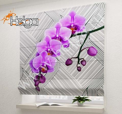 Купить Лиловые орхидеи арт.ТФР4819 римская фотоштора (Сатен 3v 100х160 ТФР)
