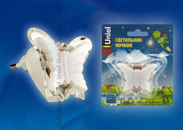 Купить Настенный светодиодный светильник (10318) Uniel Детская серия DTL-308-Бабочка/RGB/3LED/0,5W