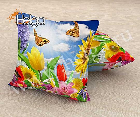 Купить Бабочки в цветах арт.ТФП3351 v4 (45х45-1шт) фотоподушка (подушка Оксфорд ТФП)