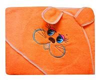 Купить Махровое полотенце детское "Уголок" 100*100 с вышивкой (Зайчик, оранжевый)