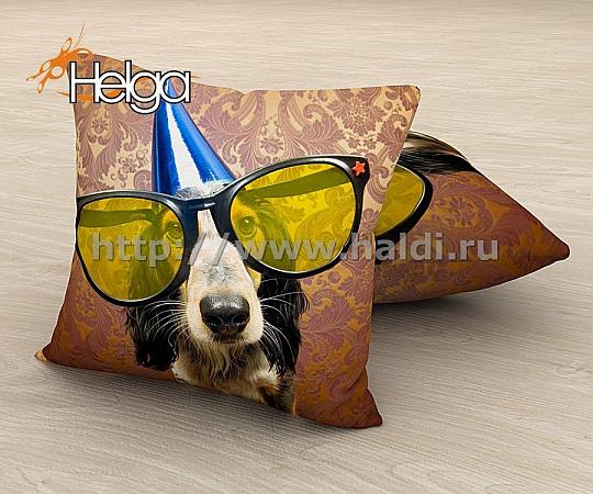 Купить Собака в очках арт.ТФП2802 (45х45-1шт) фотоподушка (подушка Мокрый шелк ТФП)