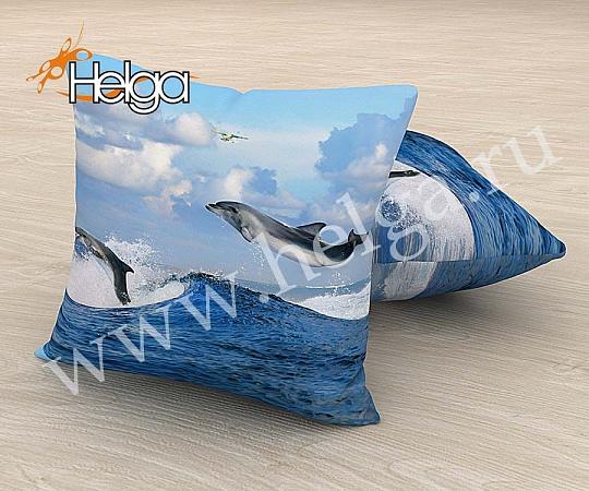 Купить Дельфины арт.ТФП3368 (45х45-1шт) фотоподушка (подушка Сатен ТФП)