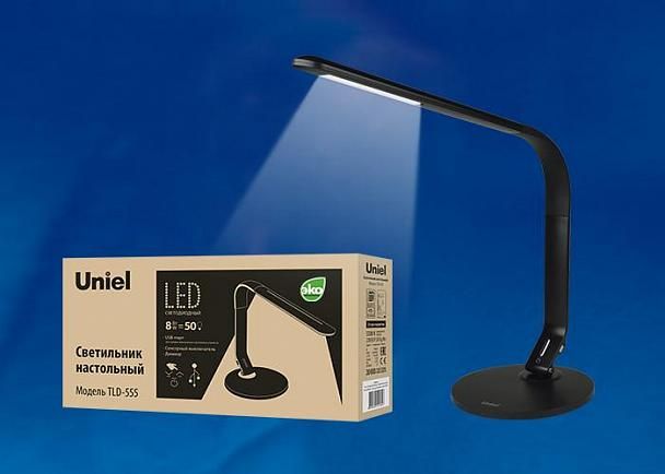 Купить Настольная лампа (UL-00003648) Uniel TLD-555 Black/LED/500Lm/5500K/Dimmer/USB