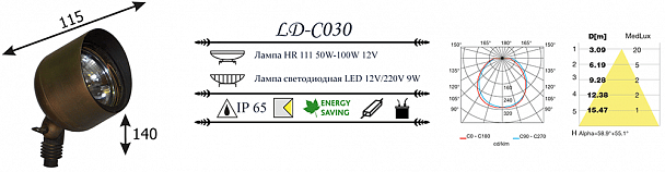 Купить Ландшафтный светильник LD-Lighting LD-CO30 LED