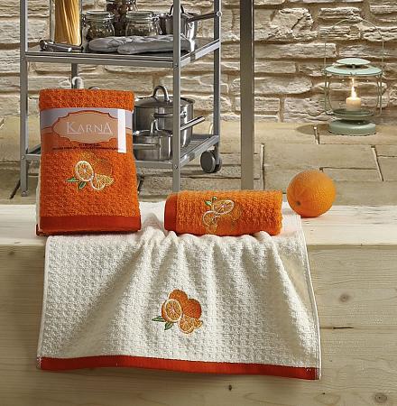 Купить Кухонные полотенца "KARNA" LEMON 45x65 1/2 Оранжевый 100% хлопок