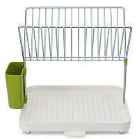 Купить Сушилка для посуды и столовых приборов 2-уровневая со сливом y-rack белый/зеленый