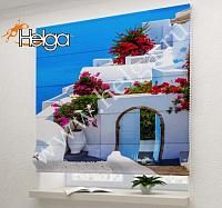 Купить Дом в цветах на Санторини арт.ТФР3910 v3 римская фотоштора (Габардин 1v 60x160 ТФР)