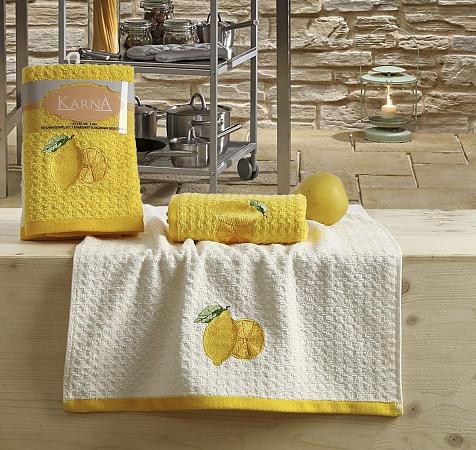 Купить Кухонные полотенца "KARNA" LEMON 45x65 1/2 Желтый 100% хлопок