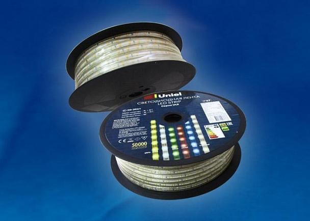 Купить Светодиодная влагозащищенная лента Uniel (UL-00000862) 8W/m 60LED/m 2835SMD желтый 50M ULS-2835-60LED/m-10mm-IP67-220V-8W/m-50M-Yellow
