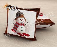 Купить Снеговичок лыжник арт.ТФП5135 (45х45-1шт) фотоподушка (подушка Габардин ТФП)