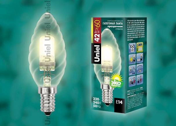 Купить Лампа галогенная (04113) E14 42W свеча витая прозрачная HCL-42/CL/E14 candle twisted