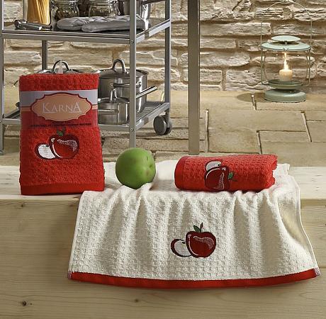 Купить Кухонные полотенца "KARNA" LEMON 45x65 1/2 Красный 100% хлопок