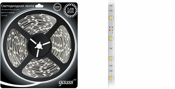 Купить 
Светодиодная влагозащищенная лента Gauss 7,2W/m 30LED/m 5050SMD холодный белый 5M EB311000307