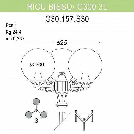Купить Уличный фонарь Fumagalli Ricu Bisso/G300 3L G30.157.S30.BZE27