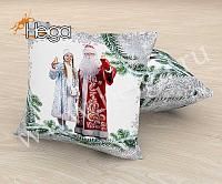 Купить Дед Мороз и внучка арт.ТФП5091 (45х45-1шт) фотоподушка (подушка Габардин ТФП)