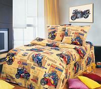 Купить Комплект постельного белья 1,5-спальный, бязь "Люкс", детская расцветка (Мотоспорт)