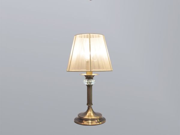 Купить  Настольная лампа,NEWPORT 2201/T ленточный ,  Antique bronze Clear crystal Shade beige ленточный D22*H42 cm E14 1*60*W