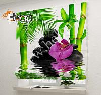 Купить Розовая орхидея и бамбук арт.ТФР3469 римская фотоштора (Шифон 1v 60x160 ТФР)
