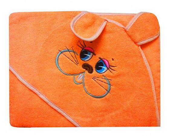 Купить Махровое полотенце детское "Уголок" 100*100 с вышивкой (Зайчик, оранжевый)