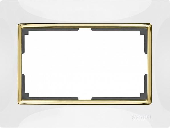 Купить Рамка Werkel Snabb для двойной розетки белый/золото WL03-Frame-01-DBL-white/GD 4690389083846