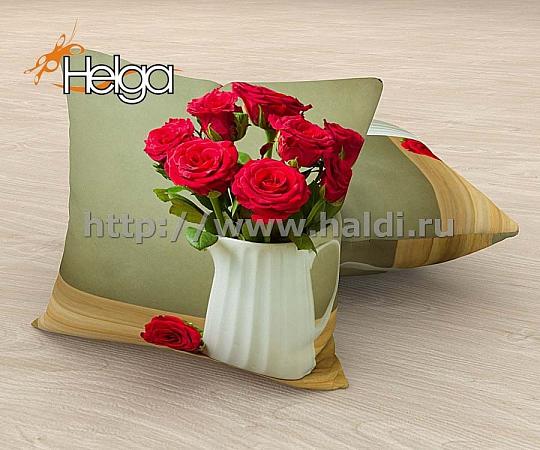 Купить Ваза с розами арт.ТФП3929 (45х45-1шт)  фотоподушка (подушка Габардин ТФП)