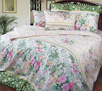 Купить Комплект постельного белья 2-спальный, поплин (Римский дворик, зеленый)