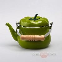 Купить Чайник с деревянной ручкой 1,5 л зеленый Помидор